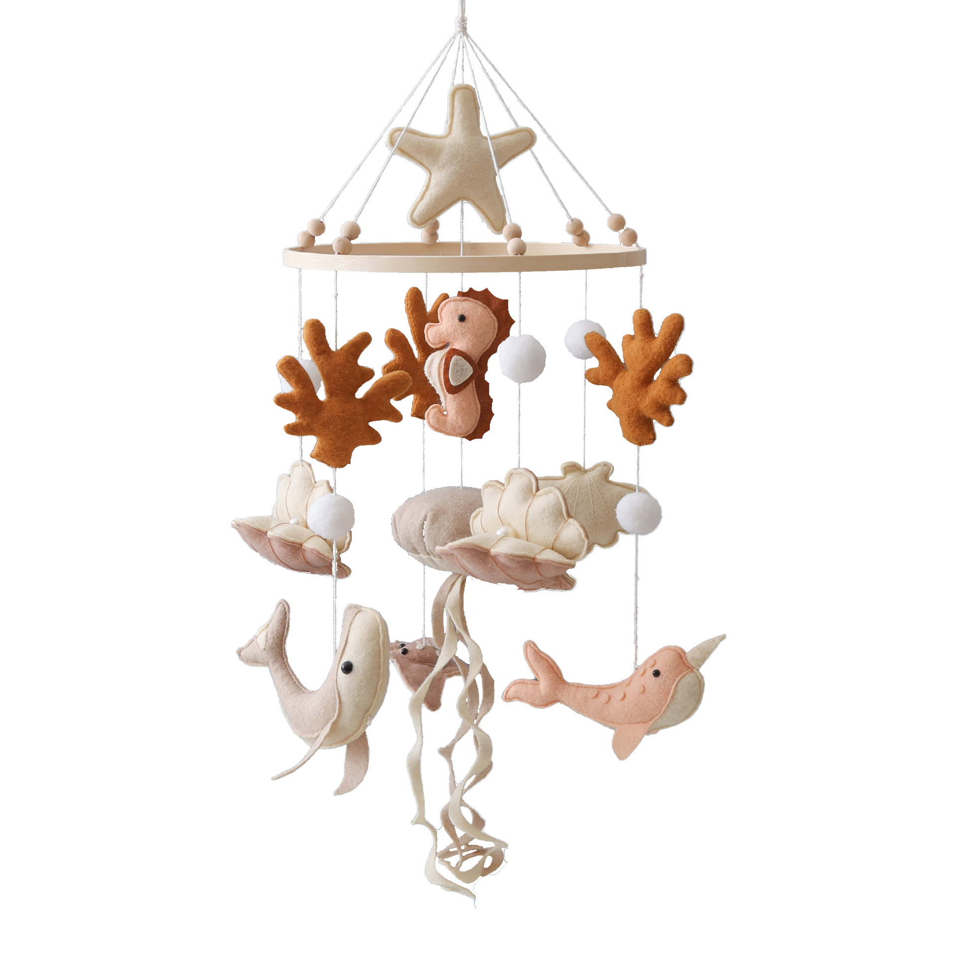 Baby Rattle Toy Set - Wooden Crib Mobile Baby Bed Bell