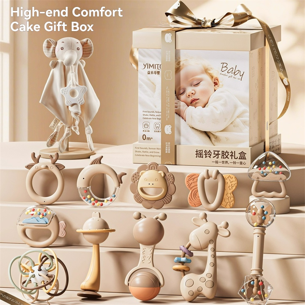 Baby Rattle Toy Set - 13PCS Baby Animal Rattle Set Storage