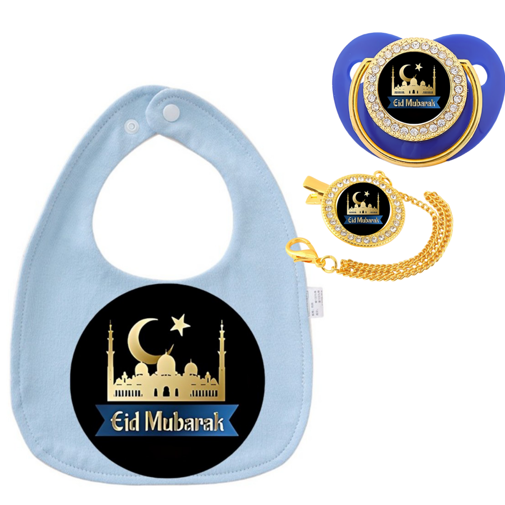 Silicone Baby Bibs - Newborn Combo Set With Muslim Printed