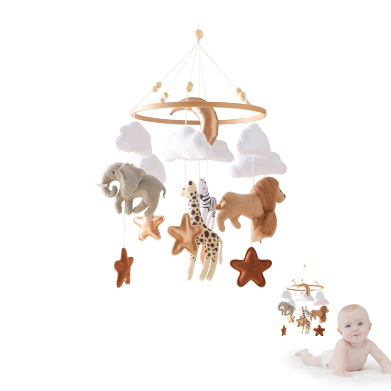 Baby Rattle Toy Set - Crib Mobile Bed Bell Wooden Baby