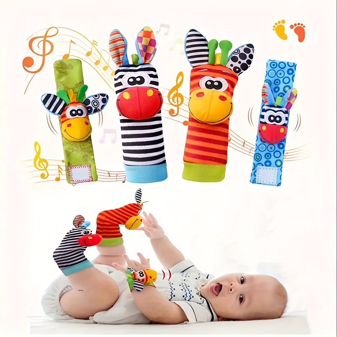 Baby Rattle Toy Set - 4pcs/Set Baby Infant Wrist Rattle Socks