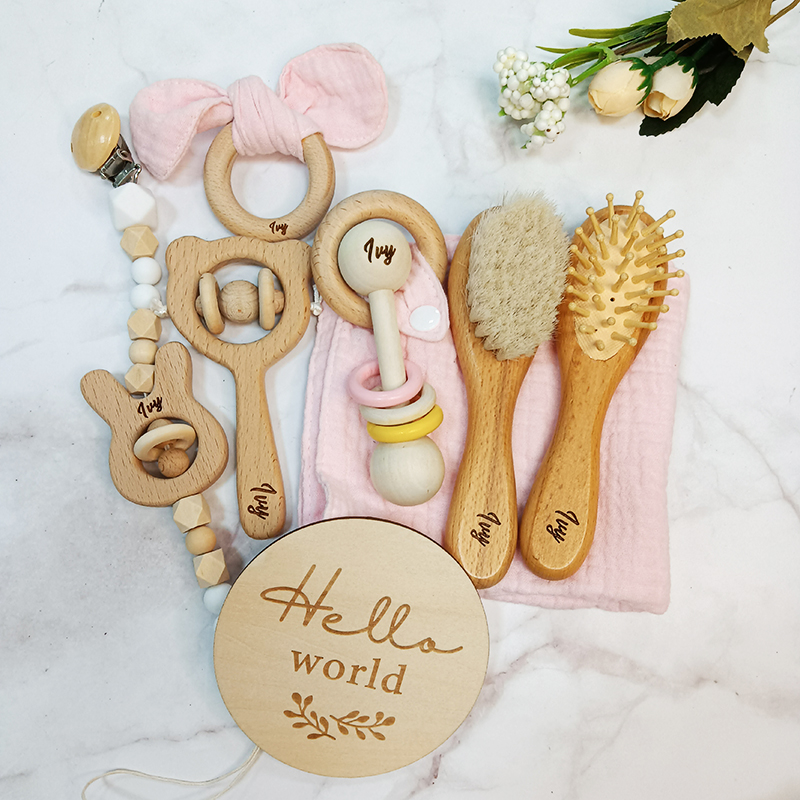 Baby Rattle Toy Set - 8pcs Custom Name Newborn Bath Toy