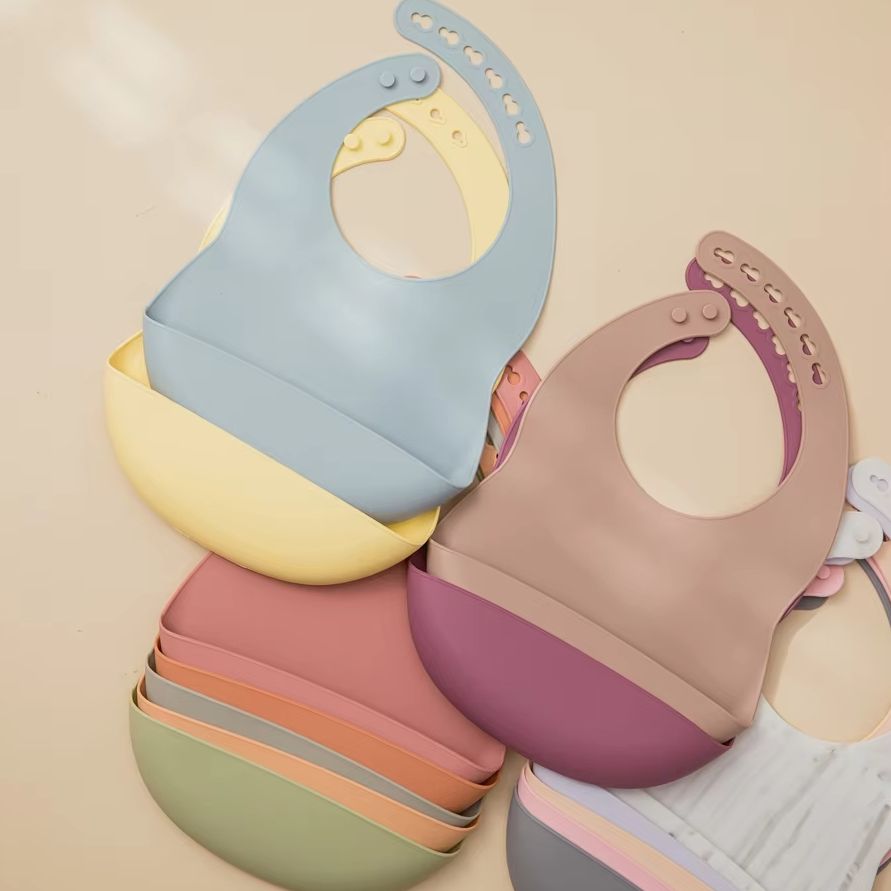 Silicone Baby Bibs - 1pc Adjustable Baby Silicone Bib Multi-colors