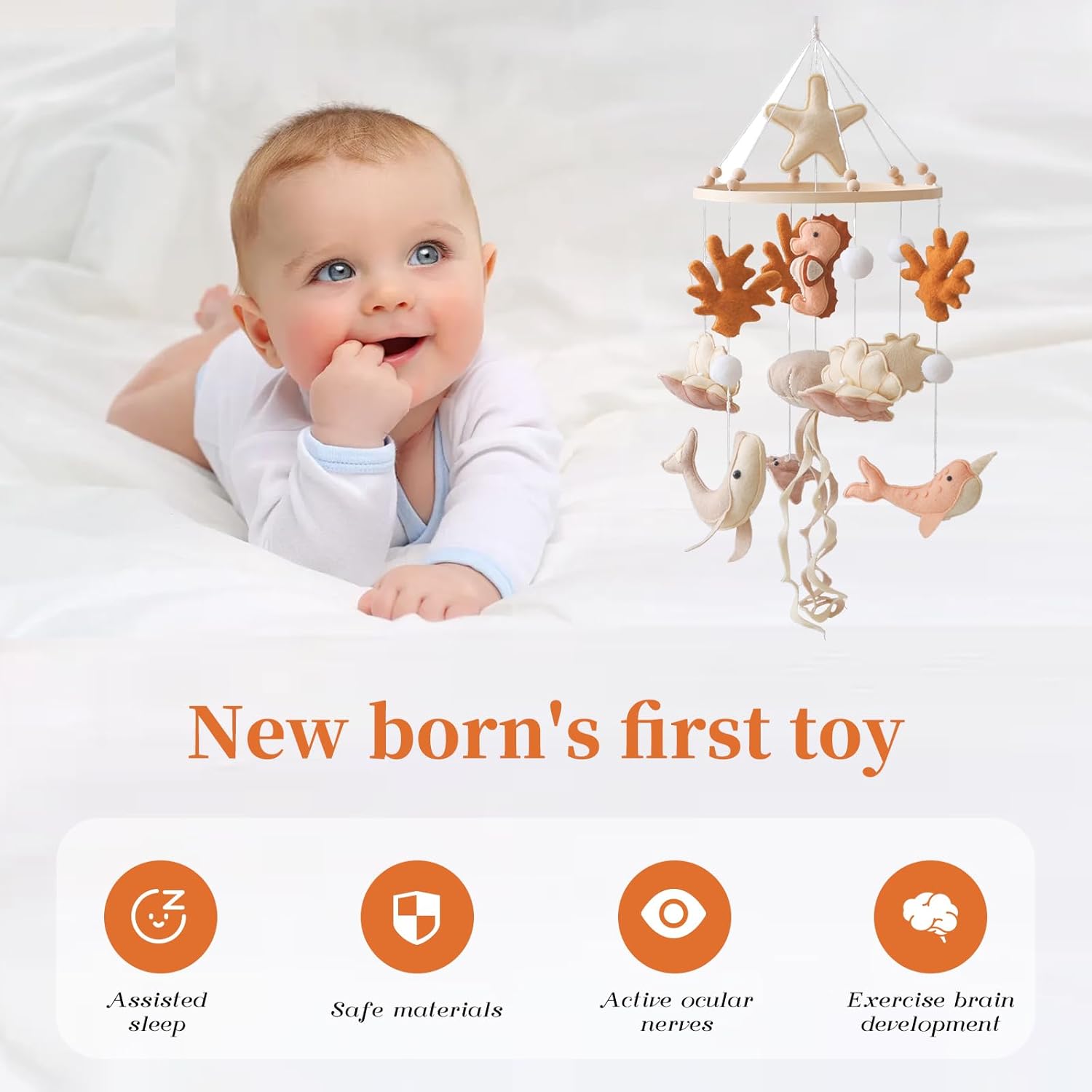 Wooden Crib Mobile Baby Bed Be - Baby Rattle Toy Set 评论和价格