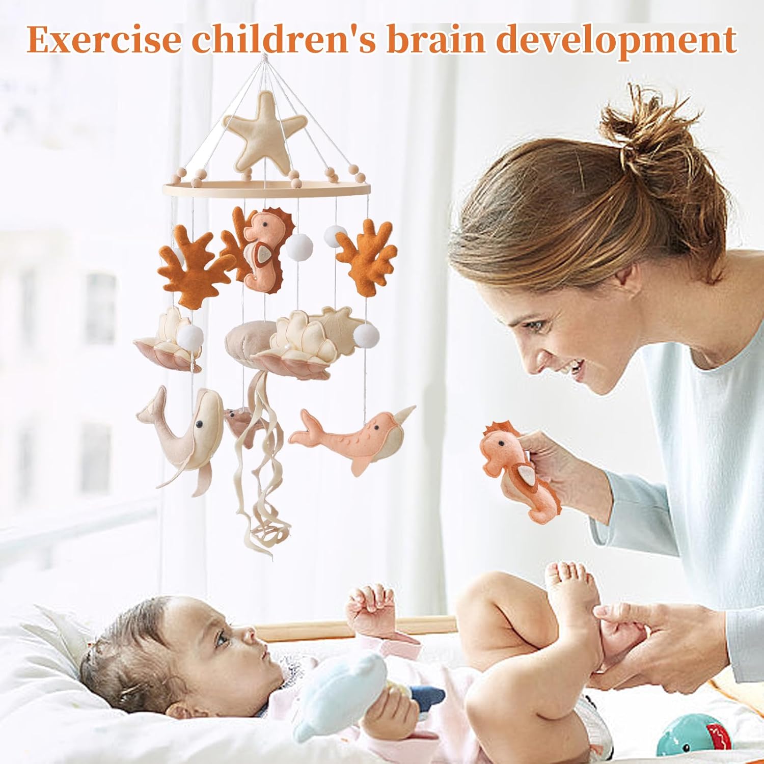 Wooden Crib Mobile Baby Bed Be - Baby Rattle Toy Set 评论和价格