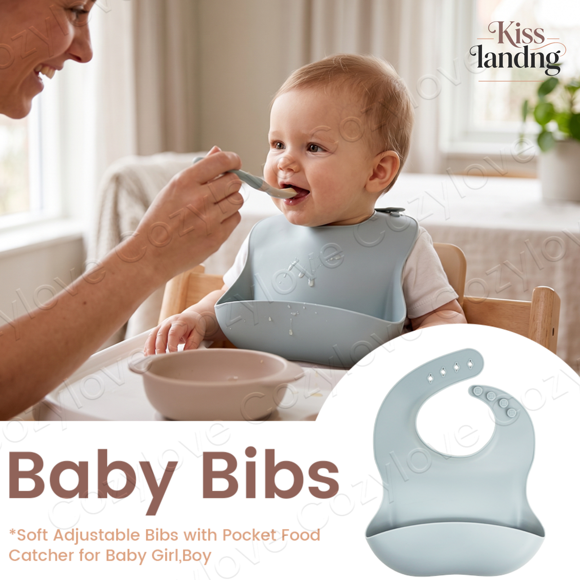 Waterproof Silicone Baby Feedi - Silicone Baby Bibs 评论和价格
