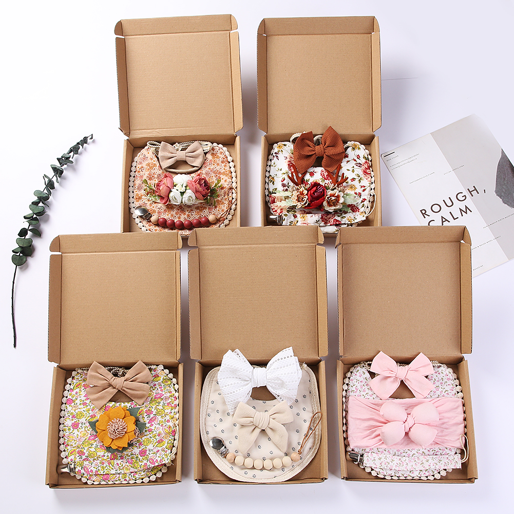 4Pcs/Set Flower Print Baby Bib - Silicone Baby Bibs 评论和价格