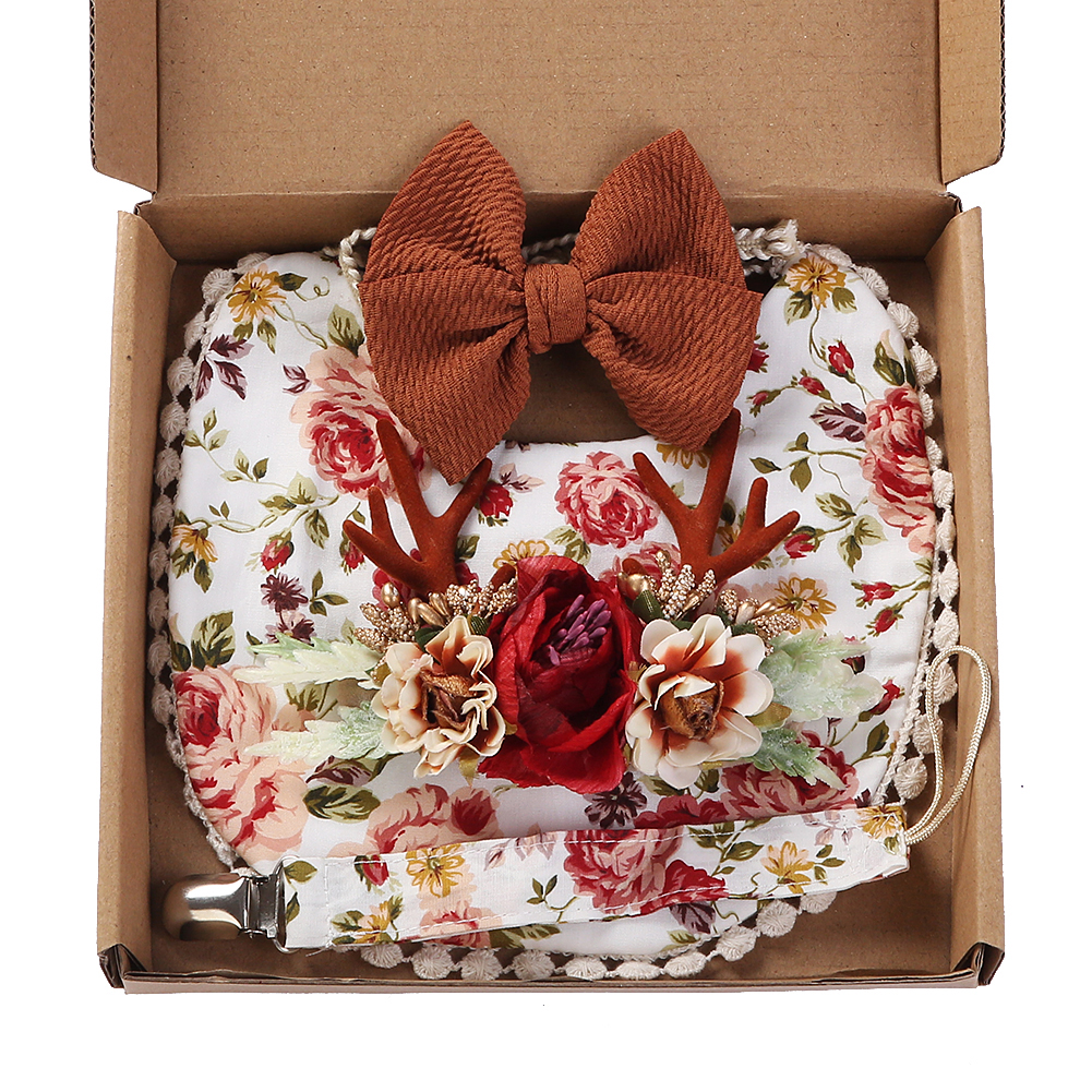 4Pcs/Set Flower Print Baby Bib - Silicone Baby Bibs 评论和价格