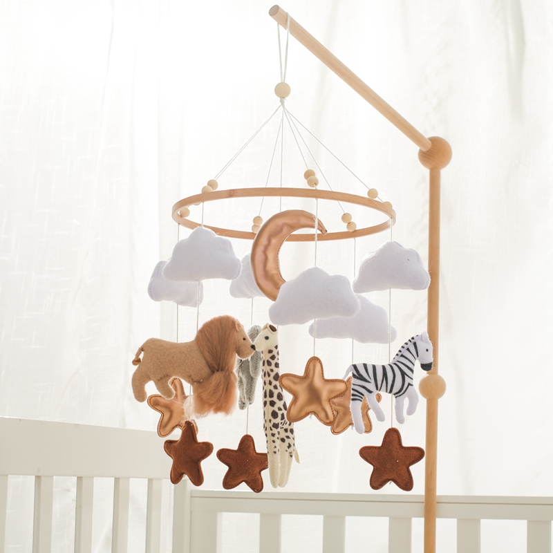 Crib Mobile Bed Bell Wooden Ba - Baby Rattle Toy Set 评论和价格