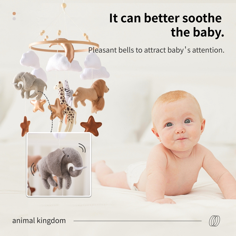 Crib Mobile Bed Bell Wooden Ba - Baby Rattle Toy Set 评论和价格