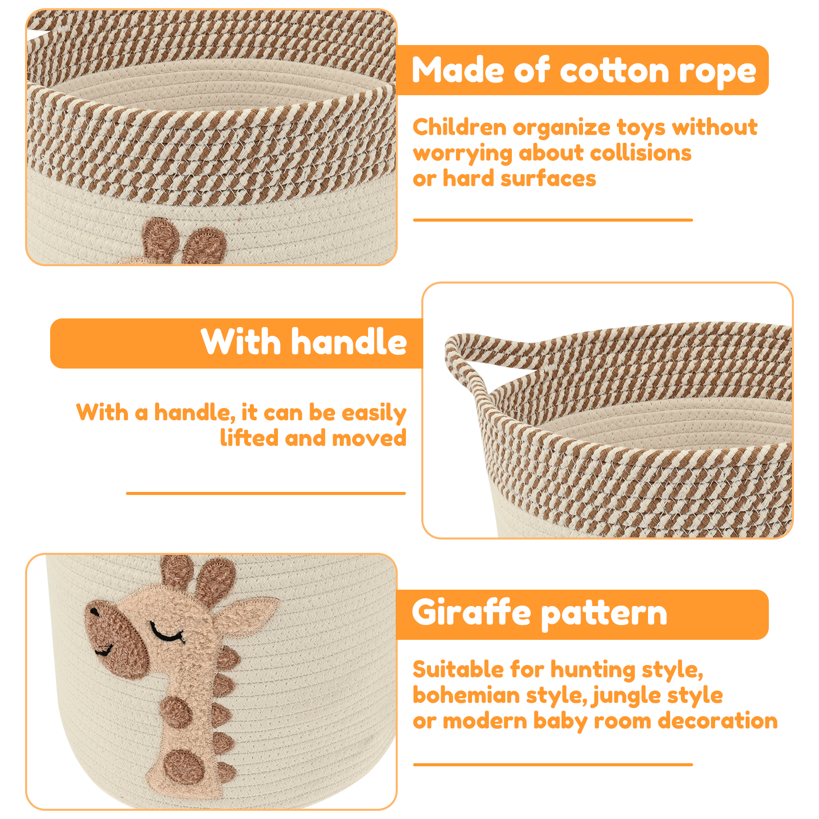 Cotton Rope Storage Basket Lar - Baby Products Basket 评论和价格