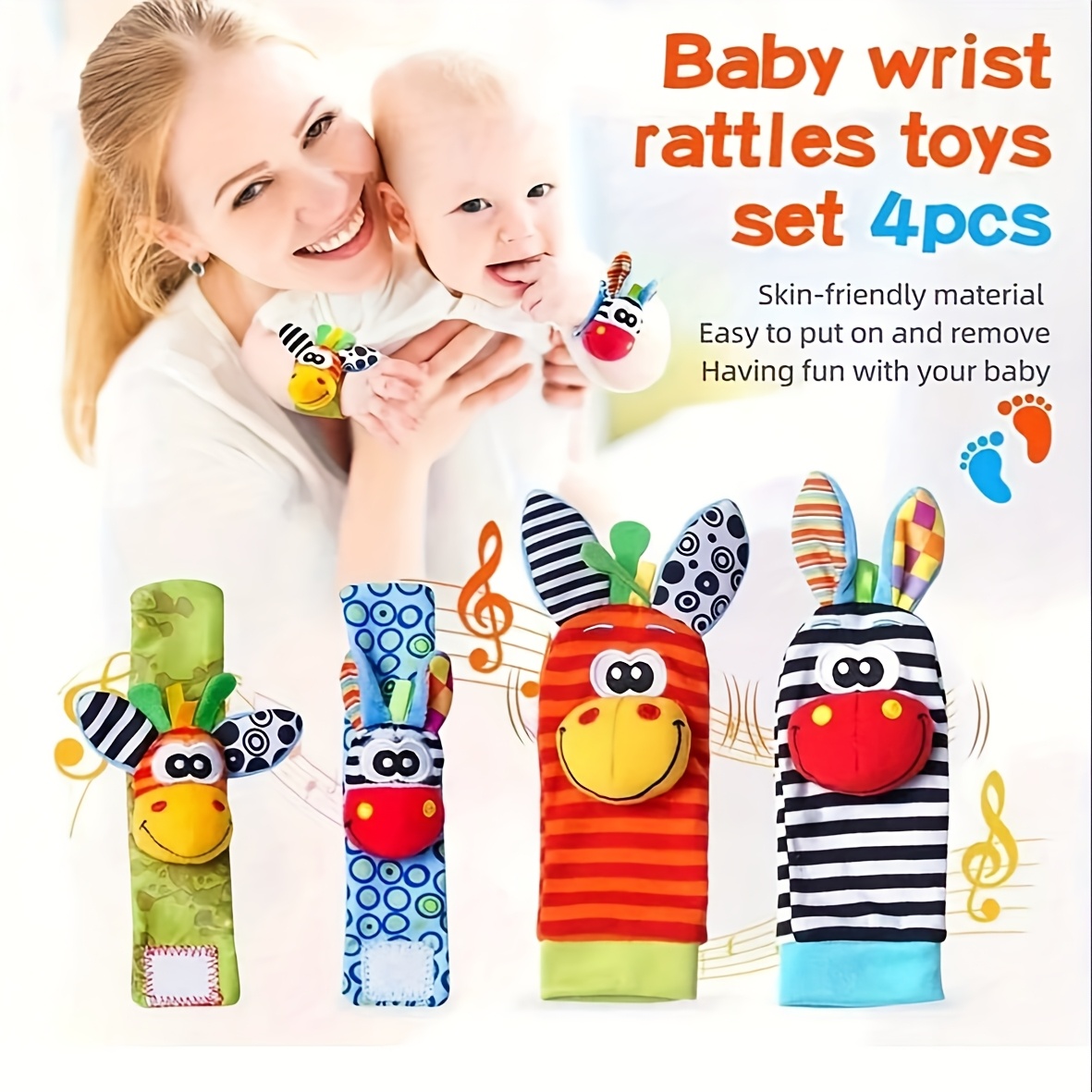 4pcs/Set Baby Infant Wrist Rat - Baby Rattle Toy Set 评论和价格