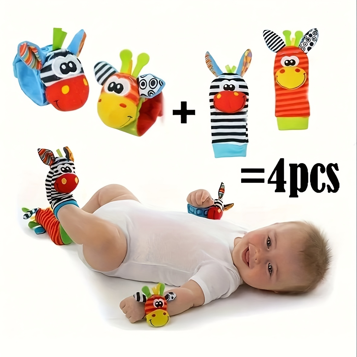 4pcs/Set Baby Infant Wrist Rat - Baby Rattle Toy Set 评论和价格