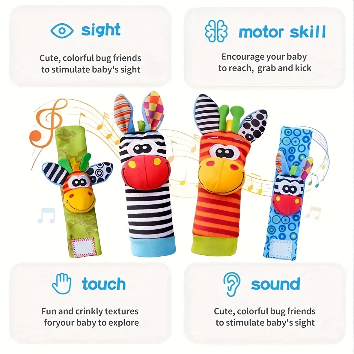 4pcs/Set Baby Infant Wrist Rat - Baby Rattle Toy Set 评论和价格