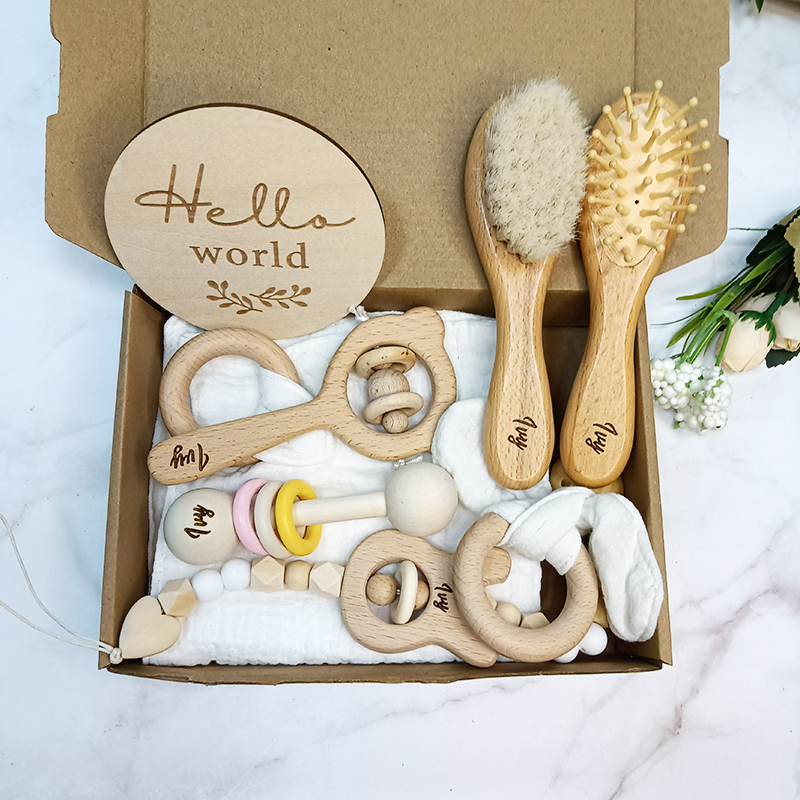 8pcs Custom Name Newborn Bath  - Baby Rattle Toy Set 评论和价格
