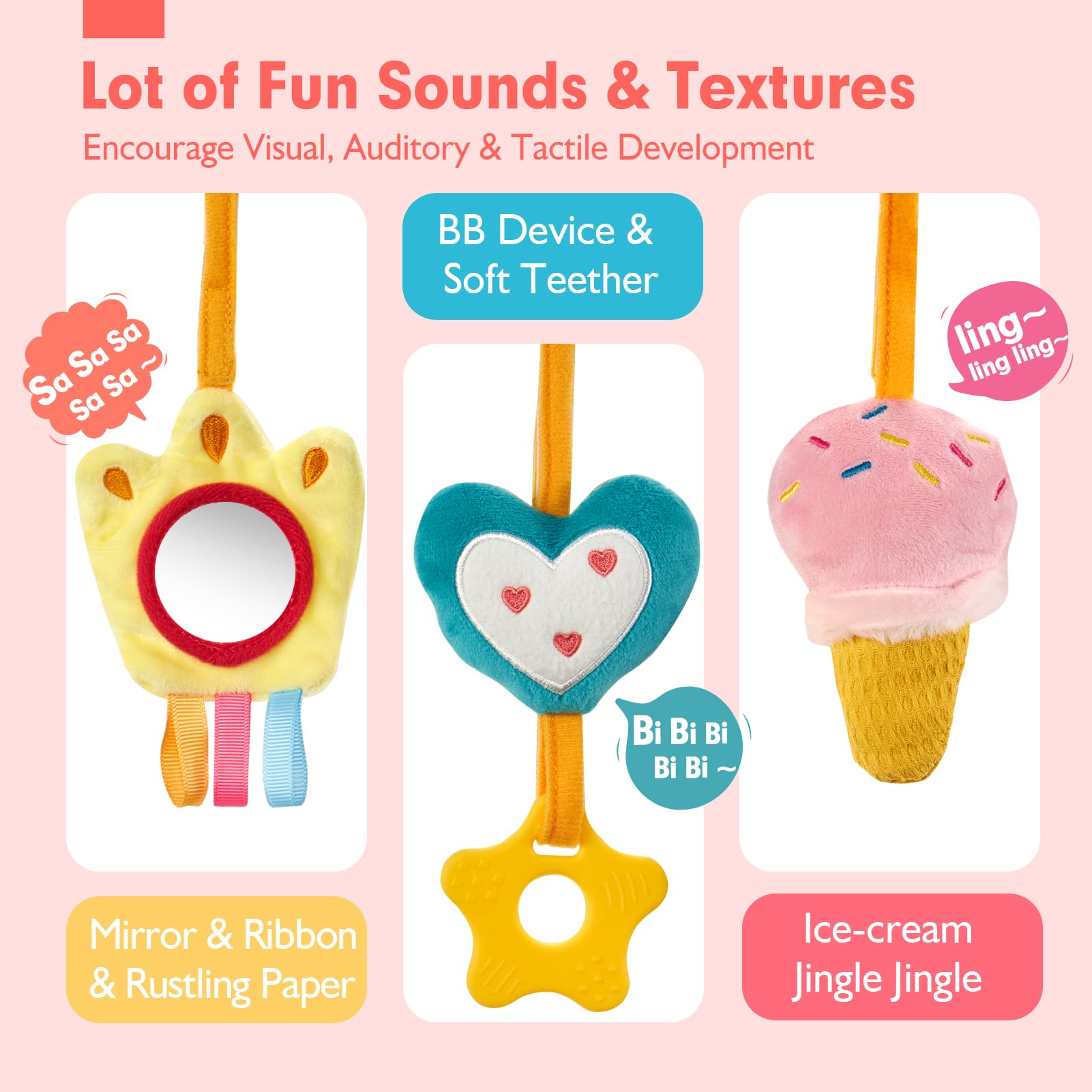 Car Seat Toys for Babies Rattl - Baby Rattle Toy Set 评论和价格